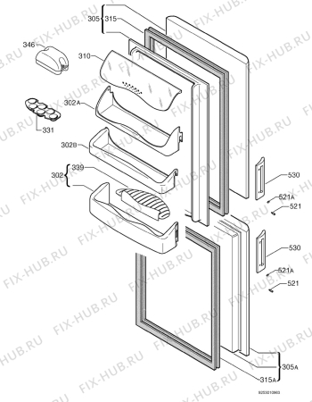 Взрыв-схема холодильника Zanussi ZK20/9DAC3 - Схема узла Door 003